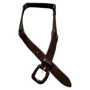 Fossil brown woven leather belt small